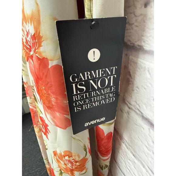 Avenue Coral & Grey Floral Maxi Dress LIned Halter-Style Zip Back SZ 26/28 NWT - Picture 4 of 6